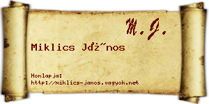 Miklics János névjegykártya